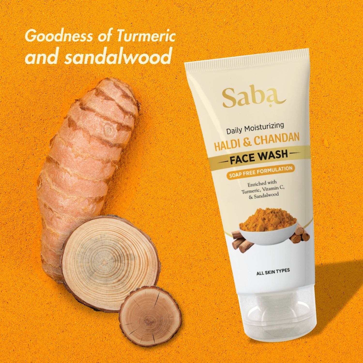 Saba Soap-Free Facewash with Natural Turmeric and Sandalwood