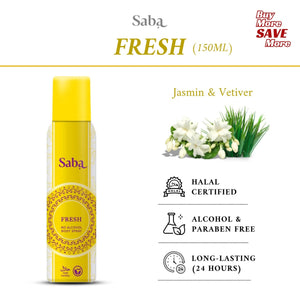 Saba Fresh Halal & Vegan Perfumed Body Spray Deodorant